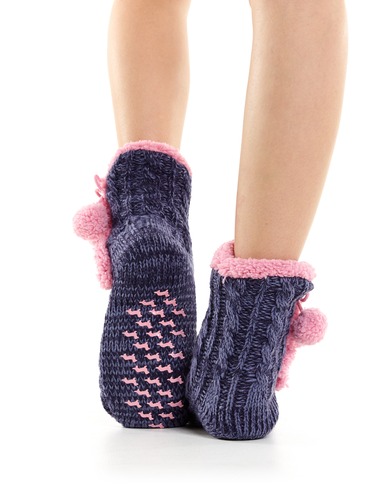P.A. Cable Knit Pom Pom Sock