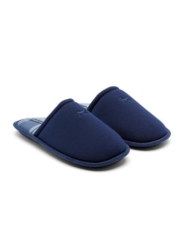 Mens Navy Fleece Scuffs