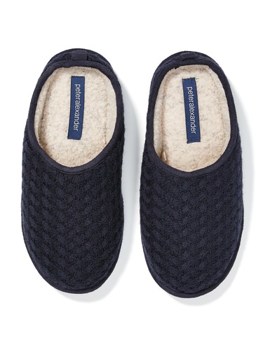 Mens Navy Knit Scuff