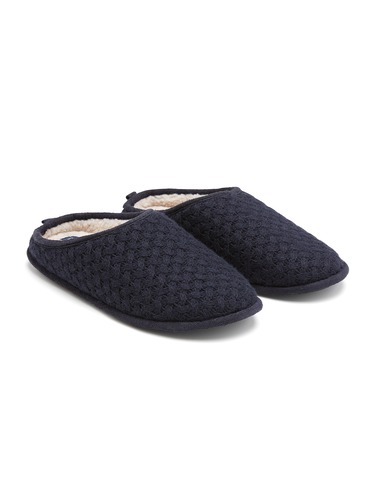 Mens Navy Knit Scuff